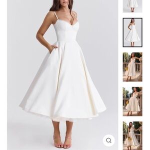 NWT Elegant White Bustier Midi Dress